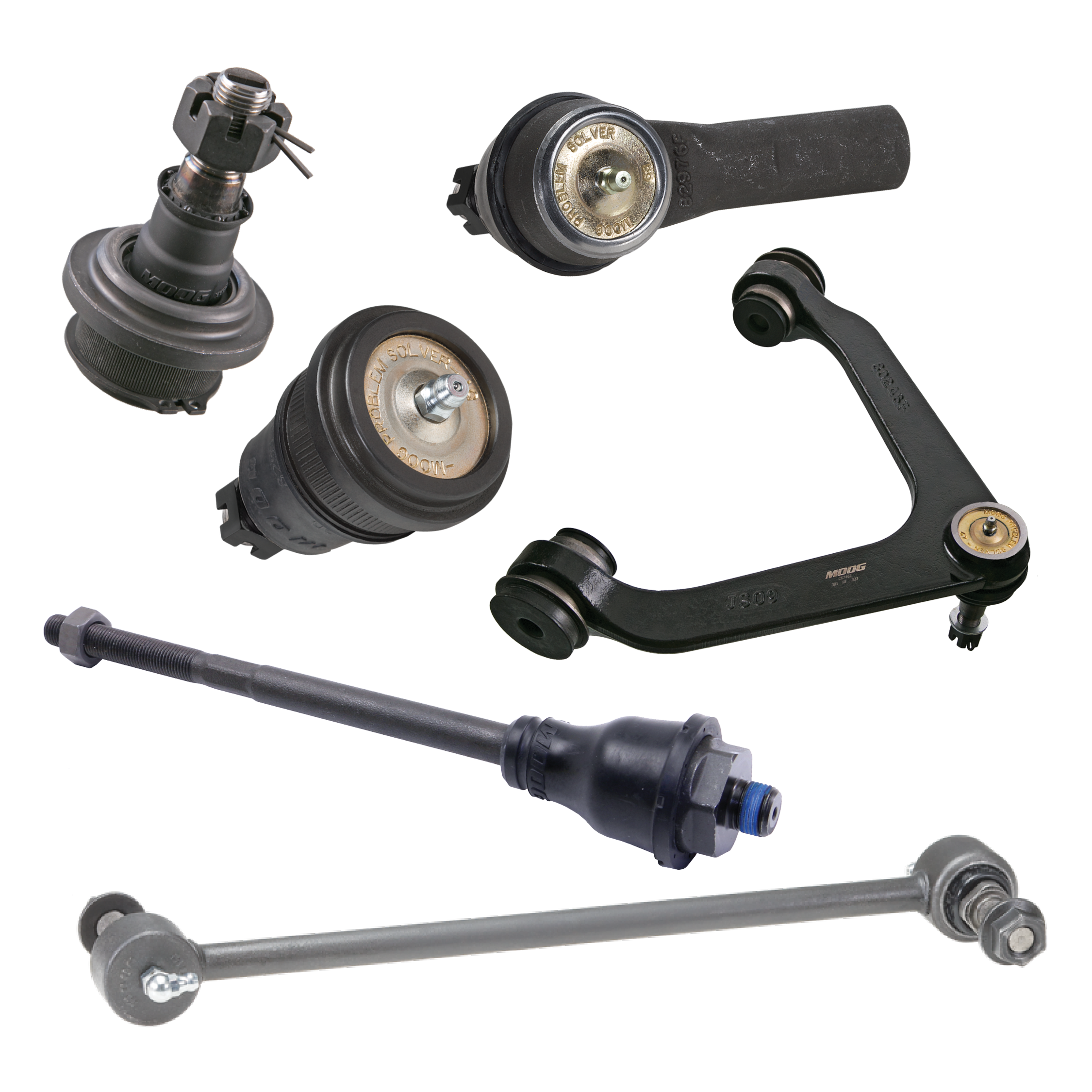 MOOG hub assembly and control arm side-by-side.