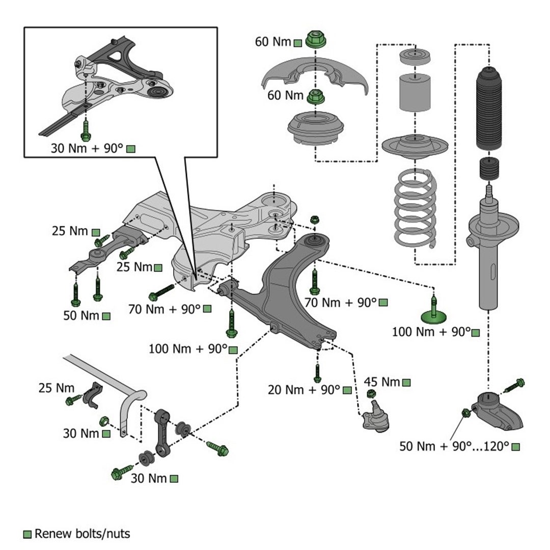 technical-drawing-1080x1080 Detailed Monroe technical drawing showcasing shocks, struts, springs, track control arms and wishbones, ball joints, bushes, stabiliser links, tie rod ends and axial rods and torque values for seamless installation
