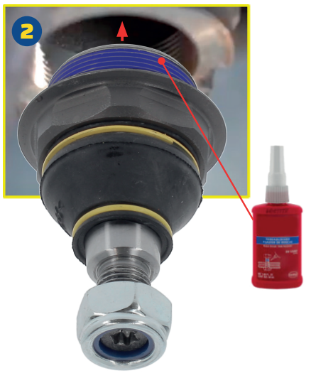 MOOG - Apply a thread locking adhesive to the outer thread of the ball joint MOOG - Apply a thread locking adhesive to the outer thread of the ball joint