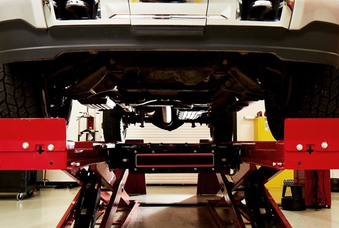 car-on-service-lift Car on service lift.