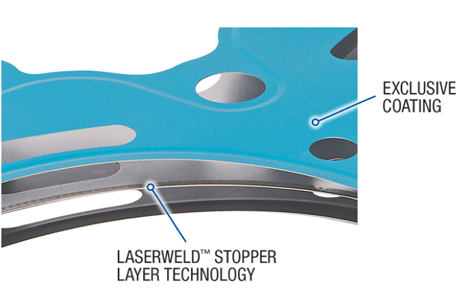 fel-pro-permatorque-mls-head-gasket-features A close up view of two main features of an MLS gasket