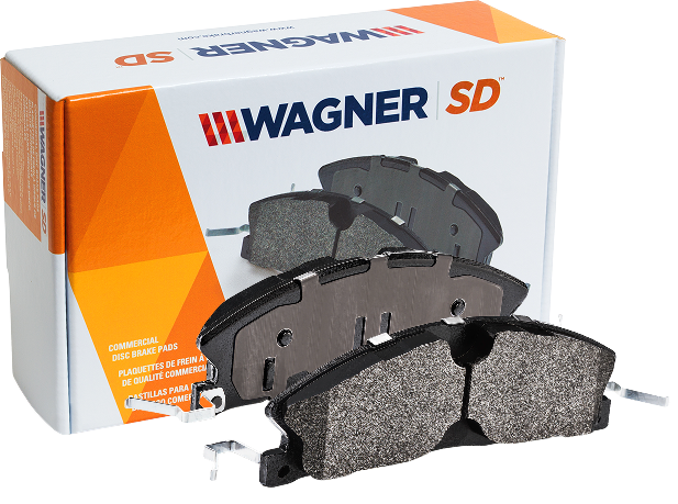 Wagner SD brake pads in front of the box