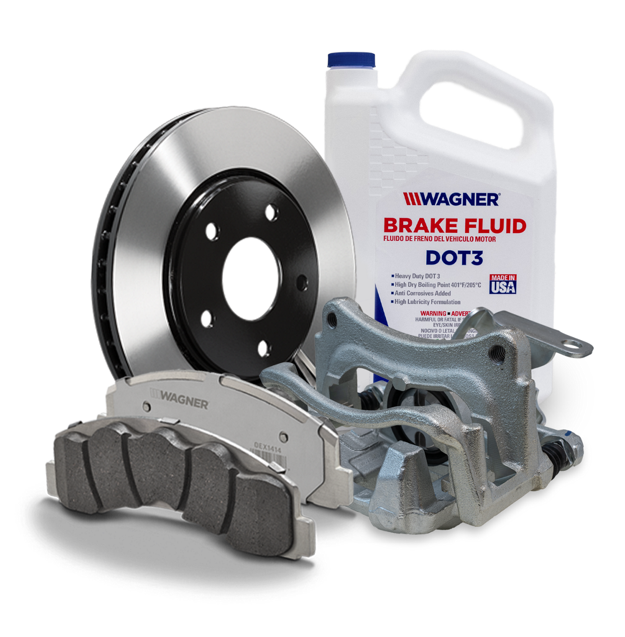 product view of rotor and brakes of wagner