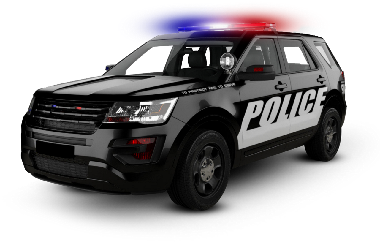 Police Vehicle A police vehicle parked with lights flashing